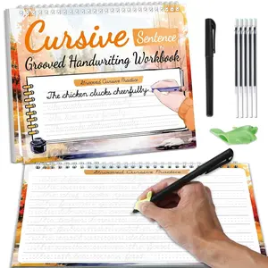 Grooved Cursive Handwriting Workbook Magic  Grooved Cursive Handwriting Practice Guided Tracing with Disappearing Ink Pens for Beginners  Learning Activities Supplies (Sentence)
