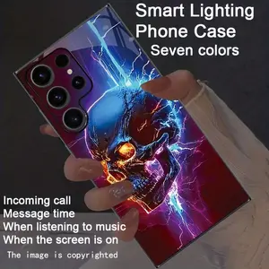 Electric Skull Smart Voice-Activated Luminous Phone Case for iPhone 17/16/15/14/13/12/11 Pro Max/Plus/Pro, Smart Luminous Voice Control - Glow-in-the-Dark Technology, Elegant Daytime Design, Enhanced Nighttime Visibility - 1 piece