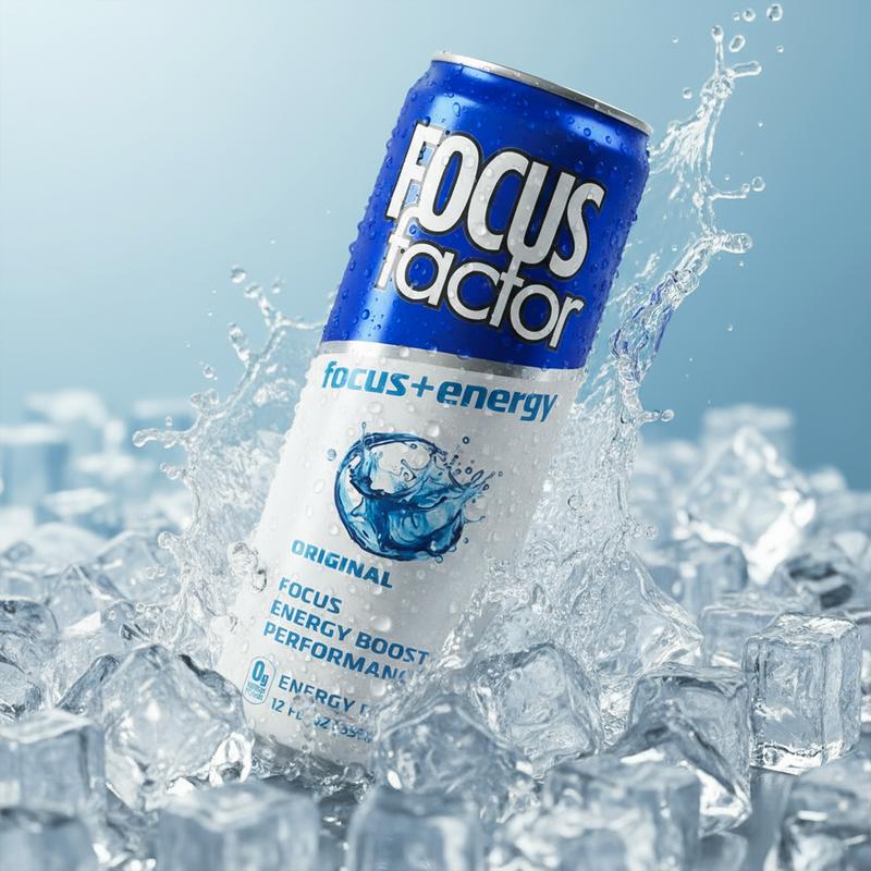 FOCUS FACTOR Focus + Energy Drinks - Zero Sugar - Pack of 12 - 120mg Caffeine - Nootropics & B-Vitamins - Original, Berry or Orange Flavor - for Focus, Energy, Productivity & Performance
