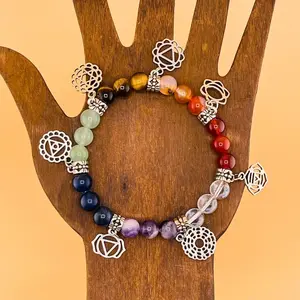 [Magic Crystal] 8mm Exquisite Natural 7 Chakra Crystal Ball Bracelet, Crystal, Jewelry, Gemstone, Chakra, Gift, Present, Handmade, Energy, Yoga, Beauty, Unique, Women, Unisex, Free Storage Bag, Festival, Christmas, Halloween, Easter, TiktokmademebuyitGift