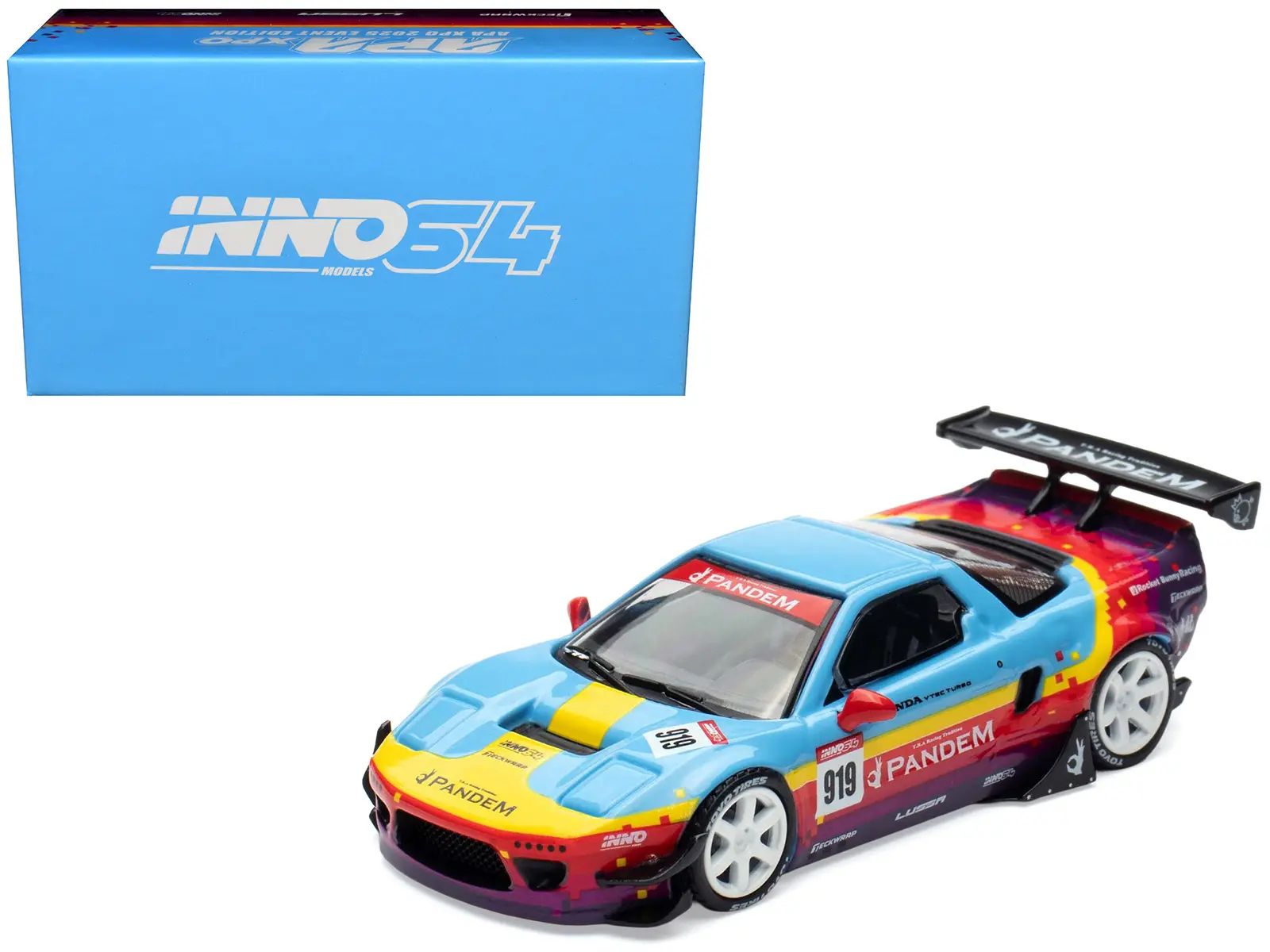 Honda NSX (NA1) #919 "Pandem Rocket Bunny" Light Blue w/Graphics "APA XPO 2025 Event Ed" 1/64 Diecast Model Car by Inno Models