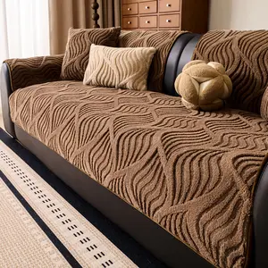 1pc Cotton Fleece Sofa Cushion, Retro Warm Atmosphere, Suitable for All Seasons, Machine Washable, Premium Non-Slip Sofa Cover, Suitable for Bedroom, Living Room, Home Protector, Soft Sofa Protector