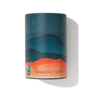 Red Rooster Tea Dragon's Tooth Oolong Green Tea - 4oz Canister - Mao Xie - Anxi County Fujian Province China - Floral Lilac Jasmine Notes - Mildly Oxidized Pan-Fried - Multiple Short Steepings