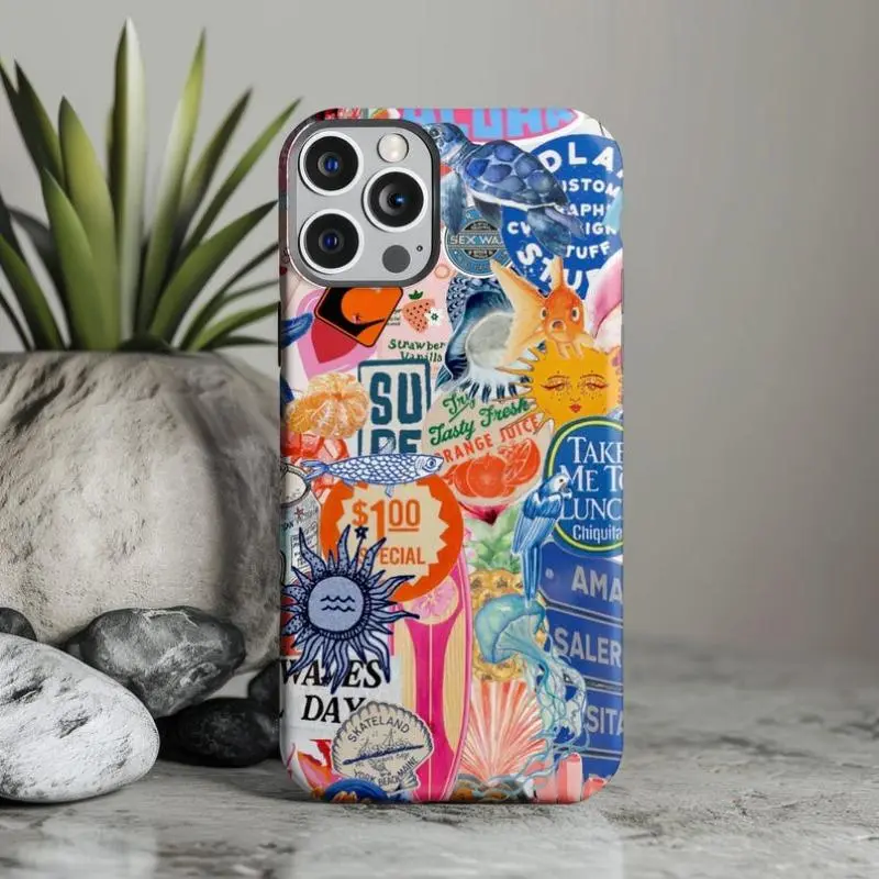 Vintage Summer Collage Phone Case | Mood Board, Y2K Retro Beach Design |Suitable for IPhone17 11 12 13 14 15 16 Pro Max Air Plus