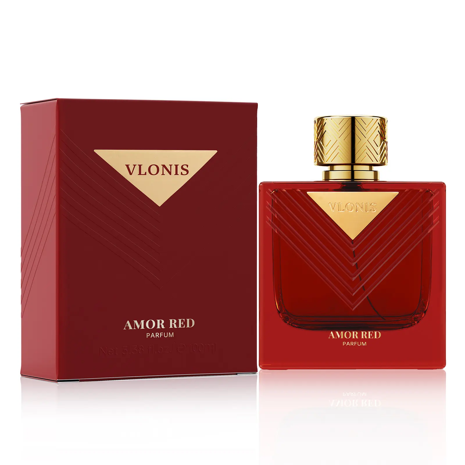 VLONIS Amor Red Men's Cologne - Bold Passionate Fragrance, Fiery Citrus Spicy Perfumes, Fragrance Parfum, Intense Date Night Scent for Adults, Single Item Boxed 3.4 fl oz (100ml) Bottle