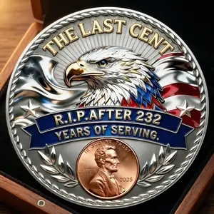 [Sale up to 50%] [Free Ship] The Last Cent Commemorative Coin, American Freedom Eagle Coin, Veteran Memorial Coin, UV Printed Collectible CoinPatriotic Gift for Veterans