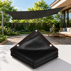 Black Sun Shade Sail, UV Block Sunshade Canopy, Heavy Duty Mesh Sun Shade Cloth for Patio, Garden, Backyard, Outdoor, Permeable, Breathable, with Reinforced Corners & Ropes