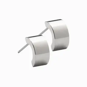 Blomdahl | Hypoallergenic | Natural Titanium 10mm Plain Grand Curved Pendant Earrings | Best Choice For Sensitive Ears