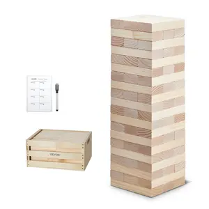 VEVOR Tumbling Timber Toy, TikTokShopBlackFriday, 60 Blocks Giant Tumble Tower Blocks Game, Pine Wood Tumbling Tower Game with Storage Crate and Scoreboard, Wooden Stacking Game, Tumble Tower Family Games for Indoor/Outdoor