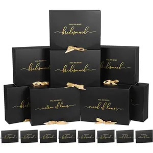 8Pack Bridesmaid Proposal Box with Bridesmaid Cards, Bridesmaid Boxes with Ribbon, Maid Matron of Honor Proposal Box, Black Boxes for Bridesmaid Proposal, Bridesmaid Proposal Gifts