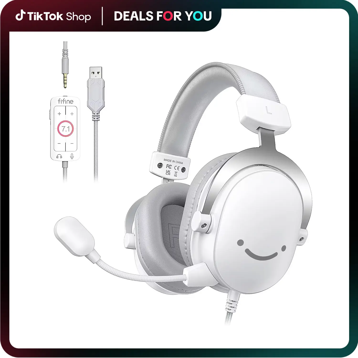 fifine H9 USB/3.5mm Gaming Headset with 7.1 Surround Sound, Detachable Microphone, Control Box, 3.5mm Jack, Over-Ear Wired for PC/Smartphone/PS5 via USB, Xbox/Switch via 3.5mm