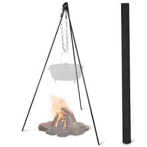 Lot45 Campfire Tripod Over Fire Camp Grill - 40-48in Camping Tripod for Cooking