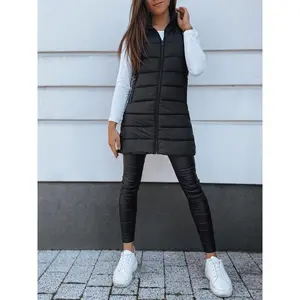 Women's Long Vest Solid Color Sleeveless Hooded Winter Down Vest Jacket Casual Womenswear