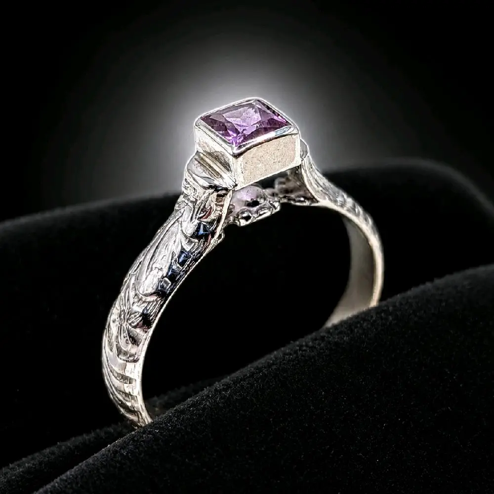 The Iris Spire | 925 Sterling Silver and Princess Cut Lab-created Alexandrite Ring Size 7