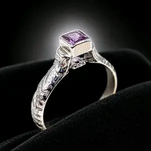 The Iris Spire | 925 Sterling Silver and Princess Cut Lab-created Alexandrite Ring Size 7
