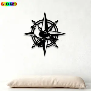 1pc Compass & Seagull Metal Wall Art, Nautical Compass & Seagull Statue Mural, Ideal Gift for New Year, Easter, Nautical Decor Enthusiasts,  Perfect for Outdoor Fence & Indoor Wall, Nautical Theme Home Decor