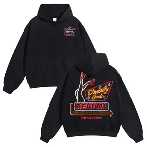 Treaty Oak Revival Hoodie – Unisex Cotton Band Graphic Sweatshirt, Thick Warm Retro Print Pullover, Casual Streetwear for Fall Winter, Couples Outfit & Boyfriend Gift