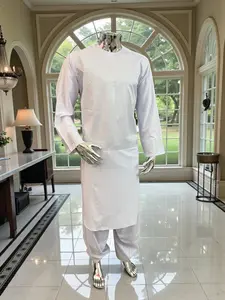 Medium White Afghan Parahan Tumban – Premium Cotton-Blend Embroidered Outfit