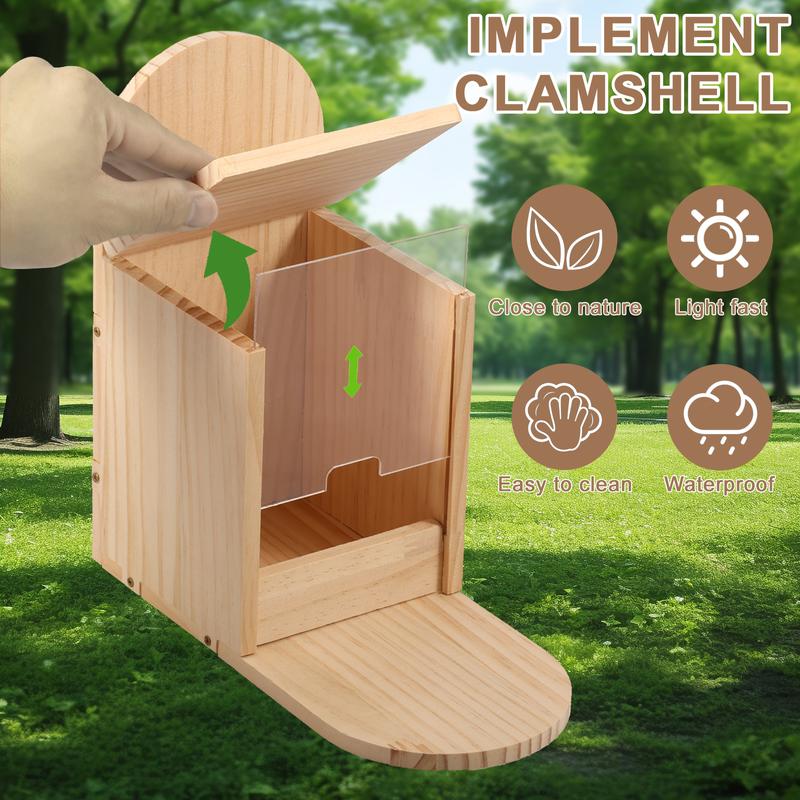 Squirrel Feeder Wood Squirrel Feeder House Cute Chipmunk Feeder Compact Wood Squirrel House Outdoor Squirrel Feeder Stand Easy Filling Squirrel Feeding Station for Yard Porch