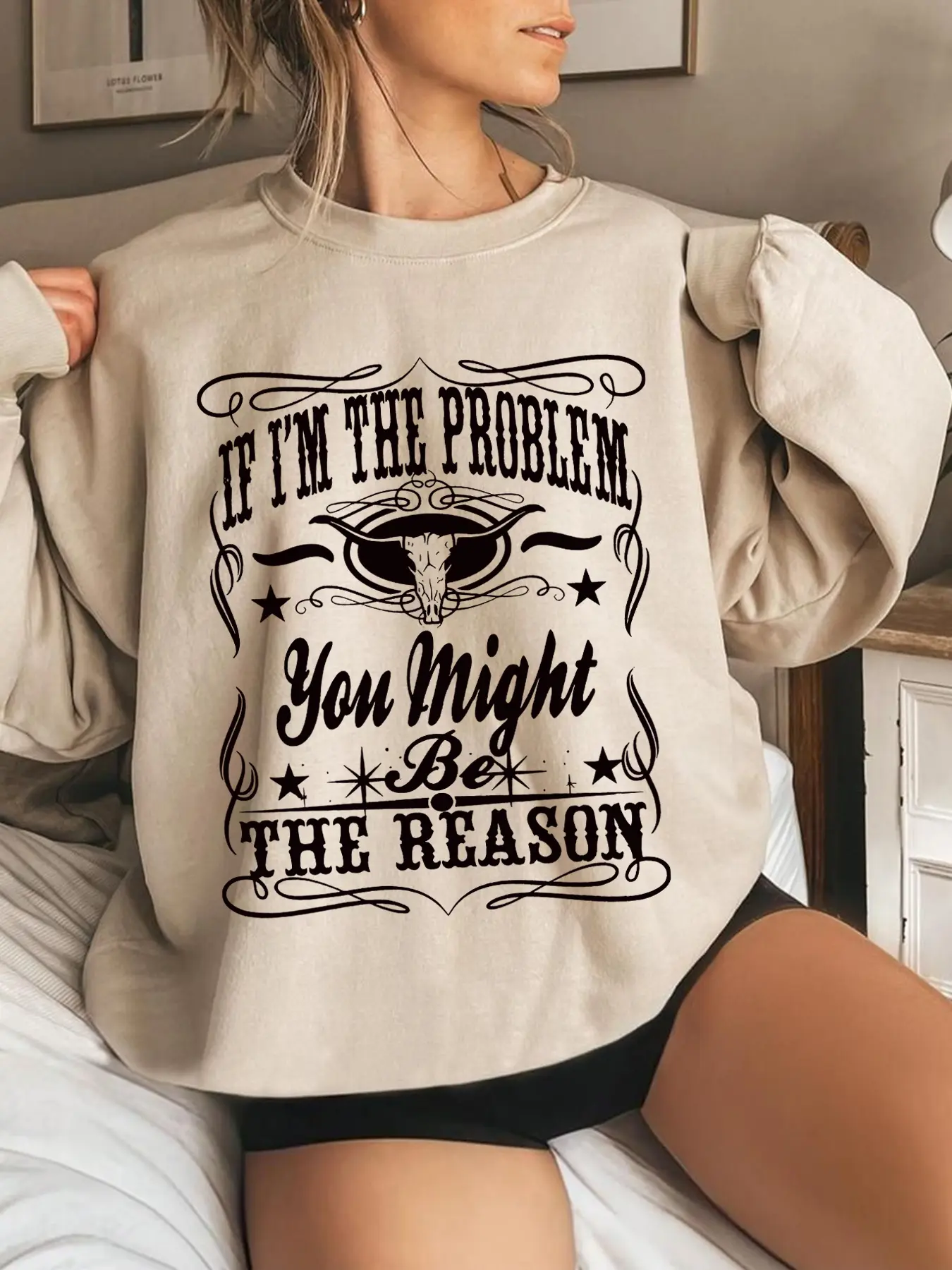 Women's Casual Loose-Fit Knit Crewneck Long Sleeve Pullover Sweater, Drawstring Drop Shoulder Design, Fashionable Solid Color Print, Perfect for Spring & Fall, Tops, Knitwear
