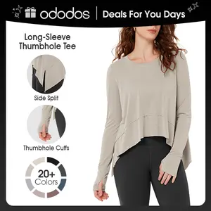 ODODOS Long Sleeve Tee for Women with Thumb Hole Athletic Gym Workout Crop Tops Yoga Shirts summerwins