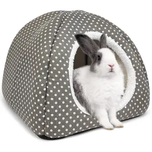 Washable Fleece Rabbit Hideout Bed House for Bunnies and Guinea Pig Indoor Small Animal Hut Spacious Cozy Design with Removable Pee Pad and Non-Slip Bottom summervibes