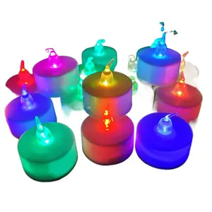 Flameless Tea Lights Candles - 7 Color Changing LED Candles, Long-Lasting Battery-Operated, Small Size Round Shape Plastic Body, Festive Decor for Wedding, Halloween