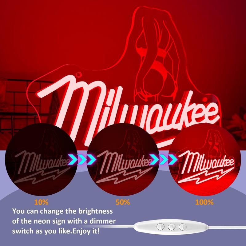 Beauty Milwaukee Tool LED Neon Sign Dimmable Garage Workshop Light Sign Decor Neon Lights, Man Cave Light for Repair Shop Parts Store Garage Repair Shop Bar Party, Gift for Him