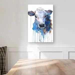 212 MAIN Artistic Watercolor Jersey Cow Aluminium Metal Print Wall Art, 12x18in Farmhouse Kitchen Decor - Blue Room Home Decoration, Ideal Gift for Farm Animal Themed Enthusiasts