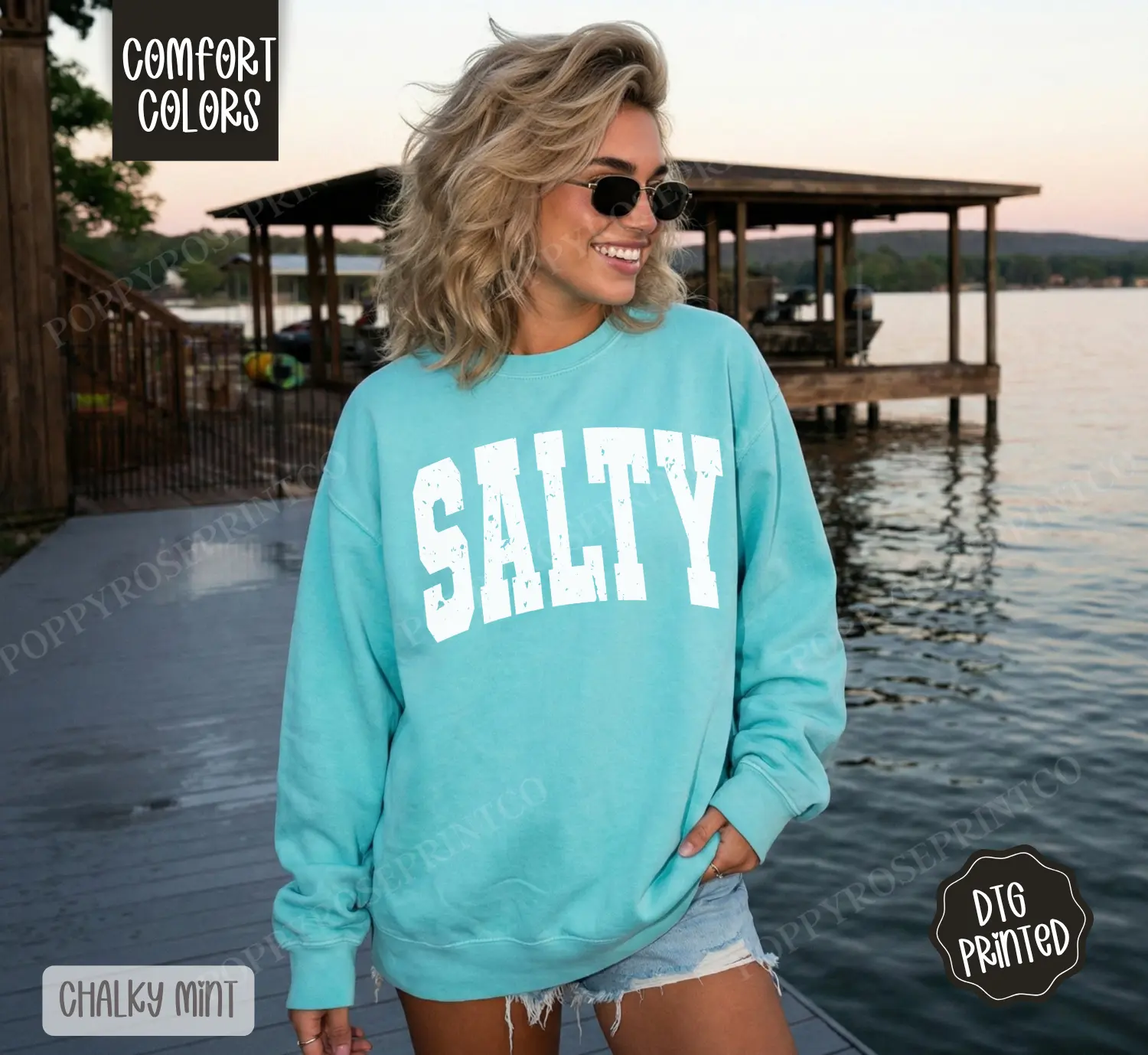 Salty Sweatshirt Comfort Colors,  Trendy Women's Crewneck