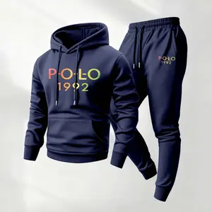 Men's 2-Piece Athleisure Sport Print Tracksuit - Long Sleeve Hoodie, Drawstring Sweatpants, Mensfashion Sportswear for Fall & Winter Casual Athletic Daily Wear