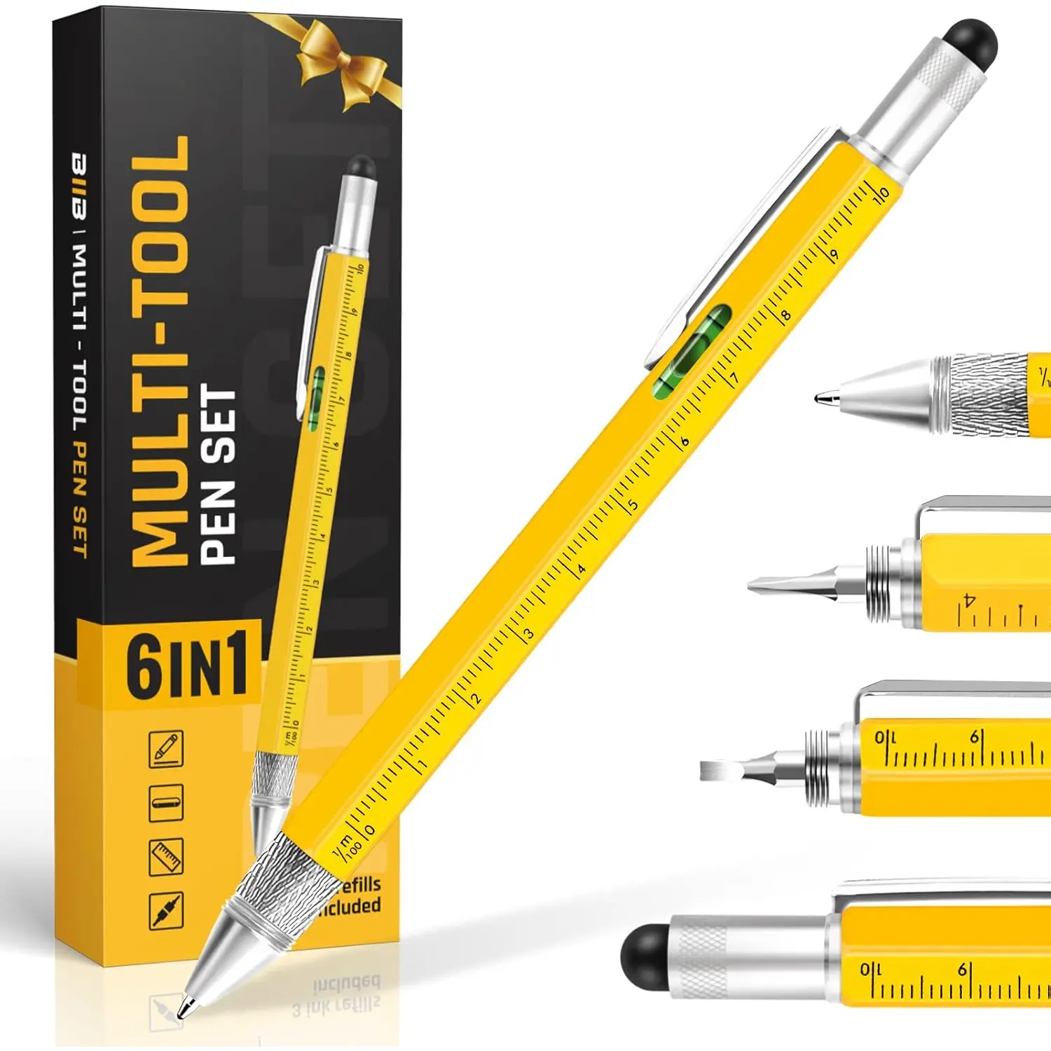 Gifts for Men Multitool Pen 6 in 1,  Anniversary Birthday Gift for Men Dad Him Husband Boyfriend, Stocking Stuffers for Adults, Gift for Dad Who Wants Nothing, DIY Handyman