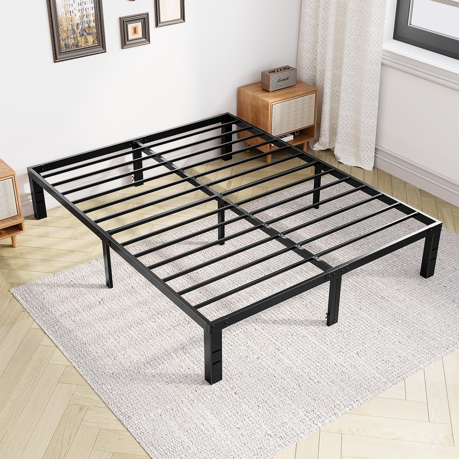 Sweetcrispy Full Size Black Metal Storage Platform Bed Frame - Steel Slat Support, No Box Spring Needed, Easy Assembly, Modern Indoor Furniture, Storage Bed Frame, Metal Bed Frames