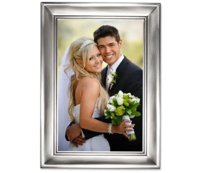 212 MAIN 4x6 Size Classic Rectangular Baby Nursery Photo Frame, Antique Brushed Pewter-Plated Heavyweight Metal Decor, Easel Back for Tabletop/Wall Vertical-Horizontal Display, Room Decor