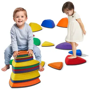 【DealsForYouDays】VEVOR Kids' Non-Slip Balance Stepping Stones, 12 PCS, 220 lbs Max Weight, Sensory Coordination Obstacle Course Toys, Indoor/Outdoor Play for 3-8+ Year Olds, Father's Day Gift