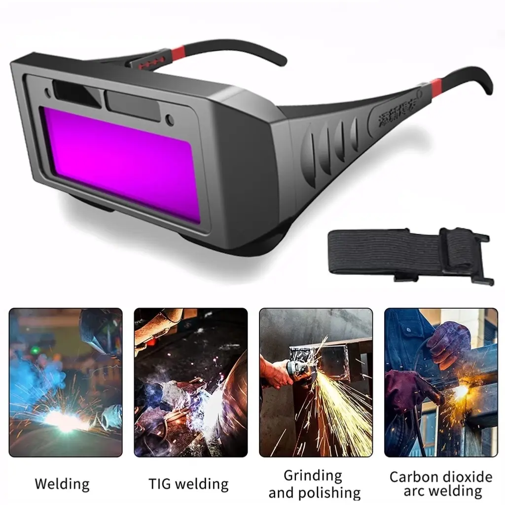 Auto Darkening Welding Goggles | UV/IR Protection & 1/28000s Reaction - TIG/MIG/ARC Helmet with Clear Lens*5 Heavy Duty Adjustable Strap Goggles