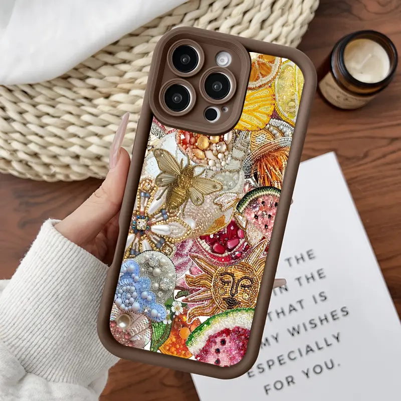 Compatible for iPhone11/12/13/14/15/16/17/promax/x/xs/xr/xsmax Case Beaded Garden Soft TPU Shockproof Protective CASE, Cover, Accessories, Smartphone, Cellphone