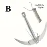Stainless Steel Folded Anchor Grabber Boating Accessory - 393.7in White Rope, Corrosion-Proof, Durable, Portable Docking & Anchoring Equipment, Easy-Store Dock Line Grab for Small Boats, Canoes, Kayaks