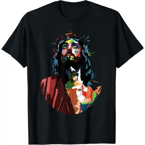 100% Cotton Vintage Got King Jesus Christ Sweet Face Image T-Shirt Menswear Top