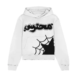 ‘salvation’ white rhinestone hoodie
