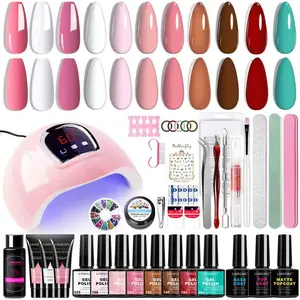 Gel Nail Polish Kit with LED UV Lamp, 1 Set Nail Art Kit with Complete Nail Tools, Professional Manicure Nail Art Kit for Home & Salon Use