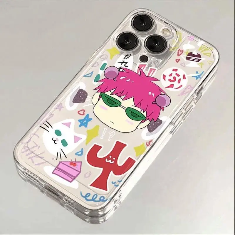 Hot Comics Saiki Kusuo Cute Kitty Boy Phone Case For iPhone 17 Air 16 15 14 13 12 11 Pro Max Plus   Soft TPU Cover