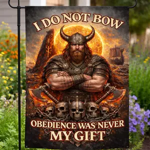 I Do Not Bow Viking Yard Flag – Warrior Garden Flag, Norse Rebellion Outdoor Décor, Bold Masculine Lawn Flag