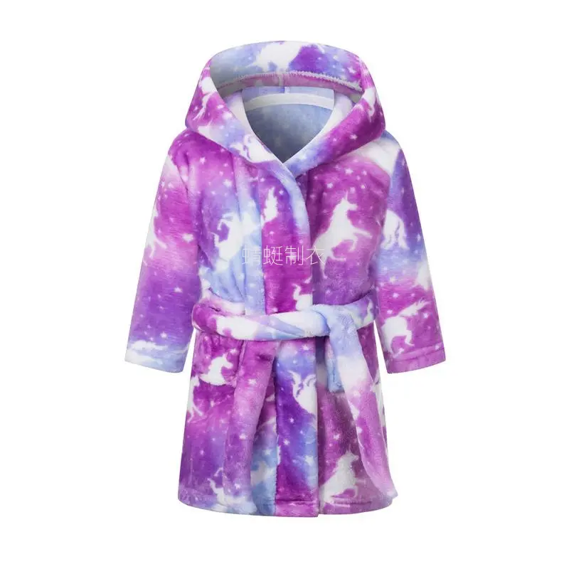 Girls' Hooded Unicorn Robe, Super Soft Graphic Polyester Flannel Sleepwear with Long Sleeves for Kids Ages 2-12, 11-12Y, 10 - 11 Years, 2-3Y, 3-4Y