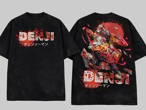 [Colletion] Chainsaw Man Denji Vintage Washed Black Graphic Tee - Premium Heavyweight Cotton Oversized Streetwear - Durable DTG Print Anime Manga Merch Shirt - Perfect Gift for Otaku Fans & 90s Style Aesthetic
