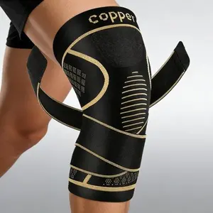 Copper reinforced knee guard | Adjustable straps, breathable knitted material and stable support. Suitable for basketball, cycling and hiking sports, professional outdoor knee guard