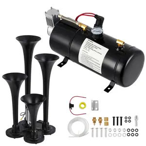 GARVEE and GARVEE Train Horn Kits - 4 Trumpet 12V Air Horns with 0.8 to 1.6 Gallon Tanks and 120 to 150 PSI Compressors, 150 dB Loud Horns for Trucks, SUVs, Motorcycles, RVs, and More