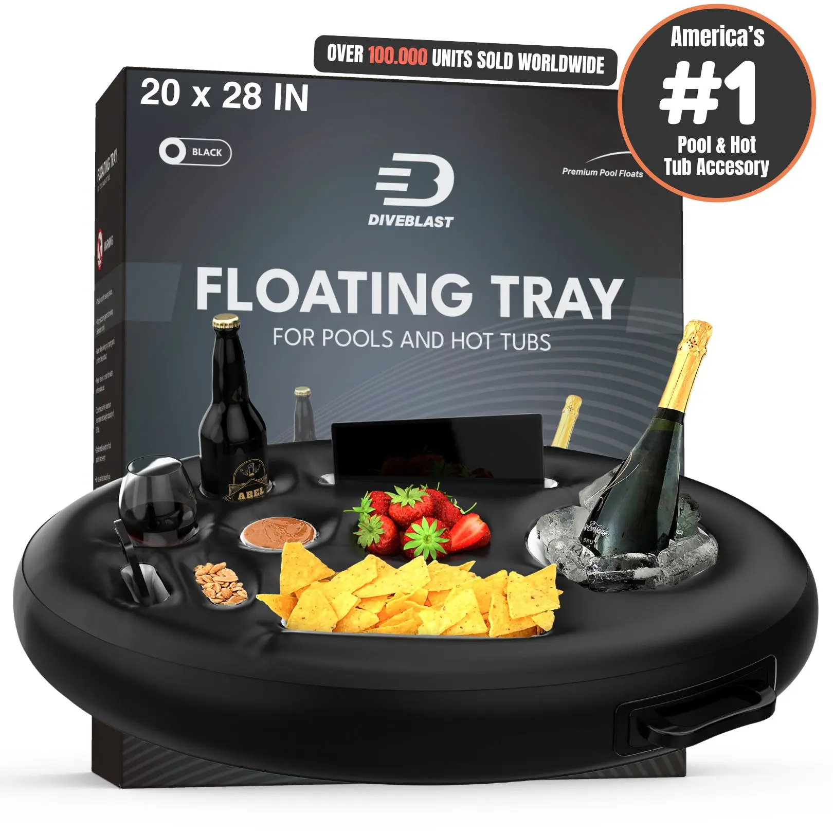 DIVEBLAST Floating Drink Holder for Pools & Hot Tubs —  Holds Up to 50 LBS — Cool & Unique Drink Floaties — Premium Swimming Pool Inflatables