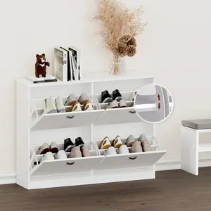 【Bellemave】Shoe Cabinet,Hidden Slim Narrow Shoe Rack Cabinet with 4 Drawers for Entryway, Foyer,Hallway,Bedroom,Original Wood Color, (WHITE)
