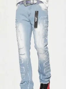 Men’s Stacked Jeans – Light Blue Premium Streetwear Denim for Modern Style and Comfort